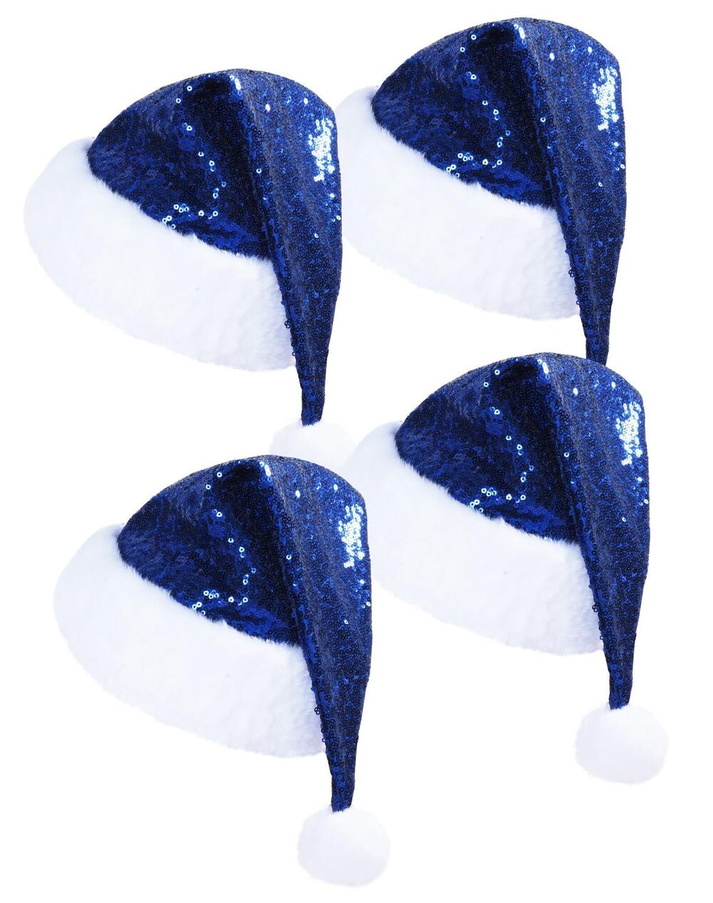 1494 Sequin Santa Hat Adults and Kids 4Pcs Navy Blue Christmas Hats